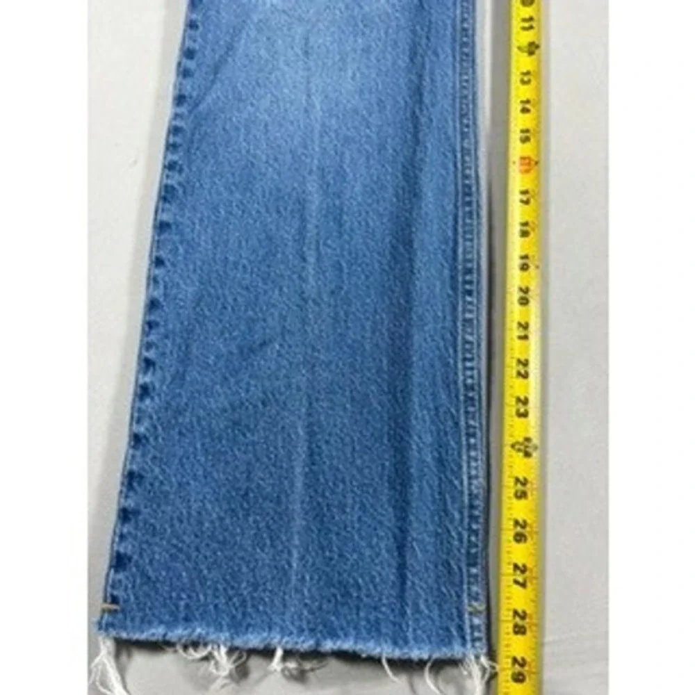 Abercrombie & Fitch The 90s Relaxed Jean High Rise Blue Raw Hem Sz 29 8R
